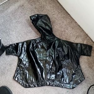 Patent leather black rain jacket 12 months